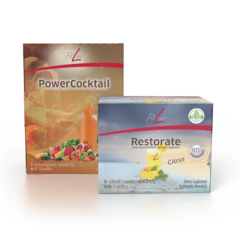 FitLine PowerCocktail and Restorate Citrus packages in the Optimal-Set available in the United States