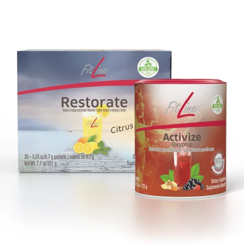 Official FitLine US catalog image of Set Restorate + Activize Oxyplus