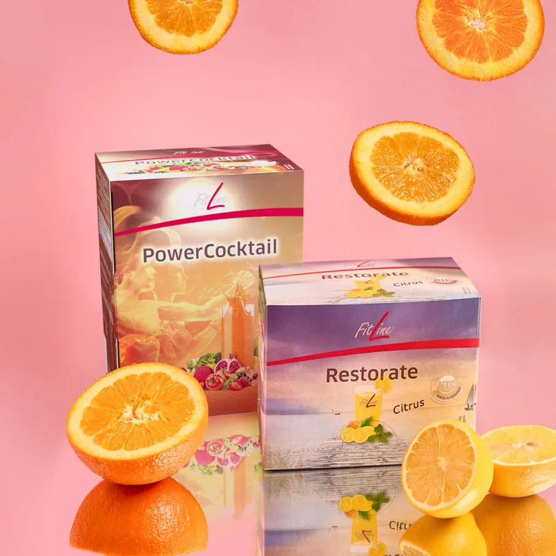 FitLine PowerCocktail and Restorate Citrus packages in the Optimal-Set available in the United States